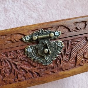 Beautiful Intricately Hand Carved Hard Wood Jewelry Box